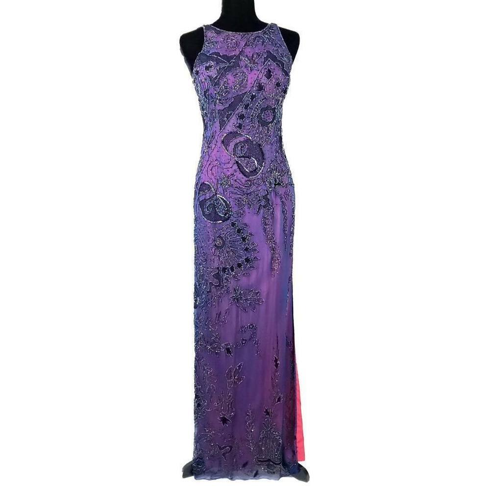 JMDC Evening Gown Purple Back Crisscross Strap Sid
